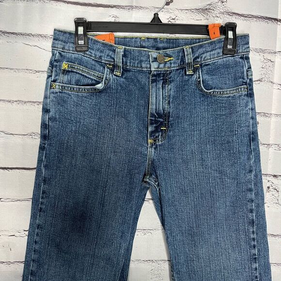 Wrangler Blue Straight Jeans Classic Fit SZ 12 Zip Button Adjustable Waistband - Picture 4 of 15